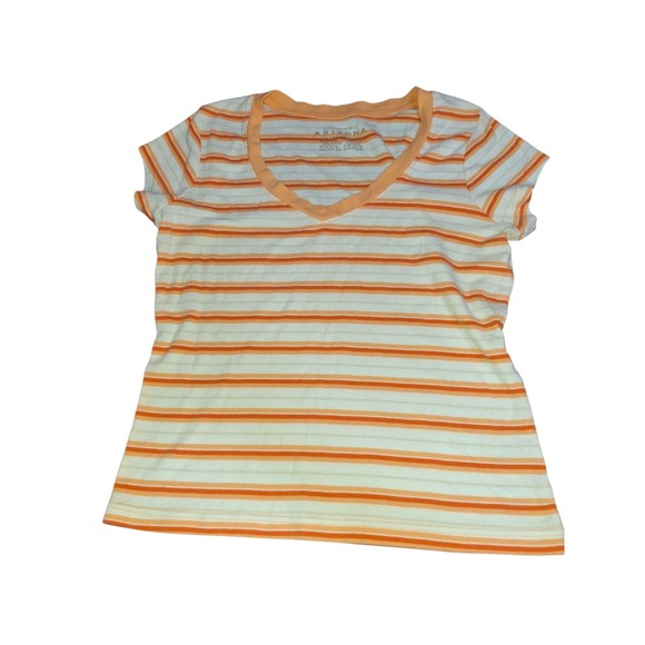 Arizona Woman's Top Size Medium Stripes Orange Retro 80s 90s - Picture 1 of 5